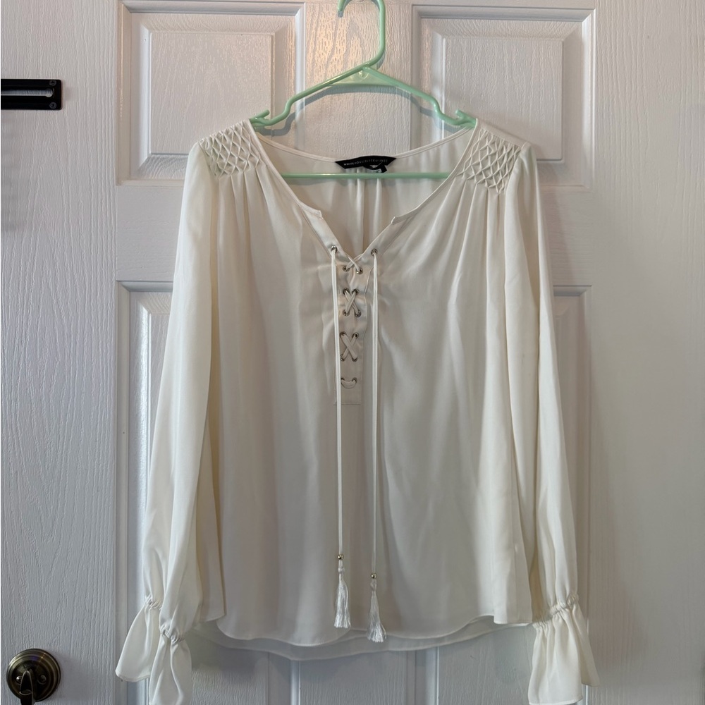 Black house white market Women's Lace-Up Peasant Blouse